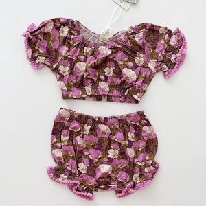 Kate Quinn Organics Purple Poppies Baby Girl Sunsuit 18-24 months